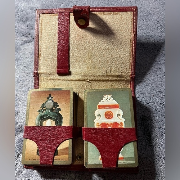None Other - Vintage STANCRAFT Bridge Cards Travel Set Leather Case